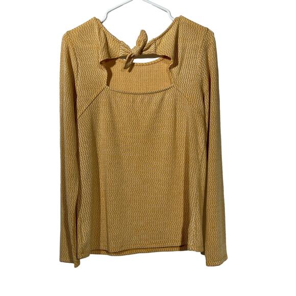 Kayleigh Yellow & White Bow Tie Chevron Top Womens Size XL Fall - Picture 2 of 4